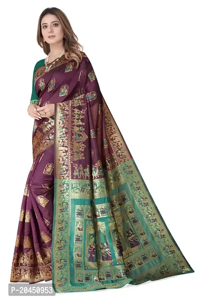 Woven Baluchari Art Silk Saree for Women