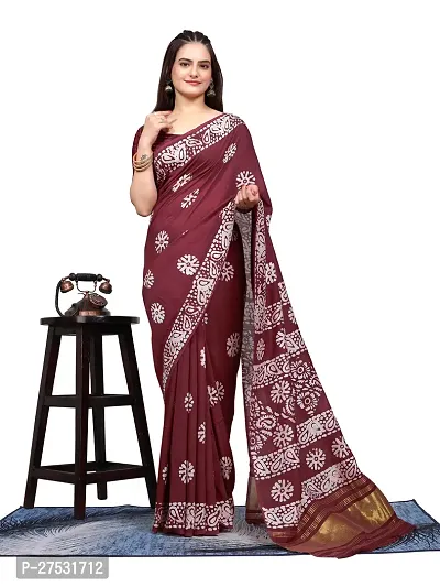 Classic Cotton Printed Saree with Blouse piece-thumb0