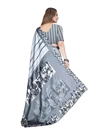 Stylish Crepe Multicoloured Digital Print Saree with Blouse piece-thumb1