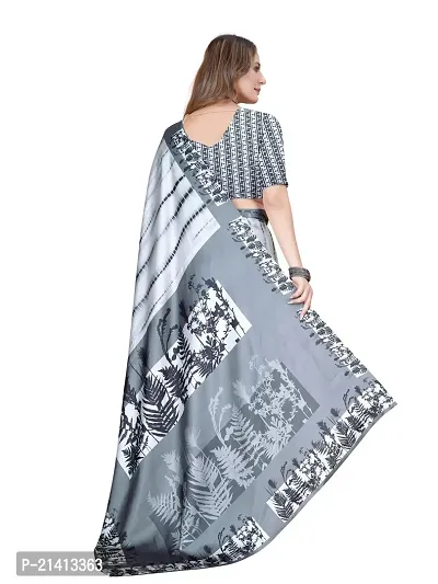 Stylish Crepe Multicoloured Digital Print Saree with Blouse piece-thumb2