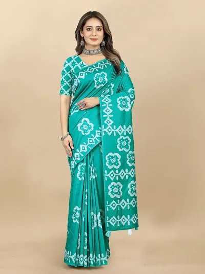 Stylish Chanderi Self Pattern Saree with Blouse piece