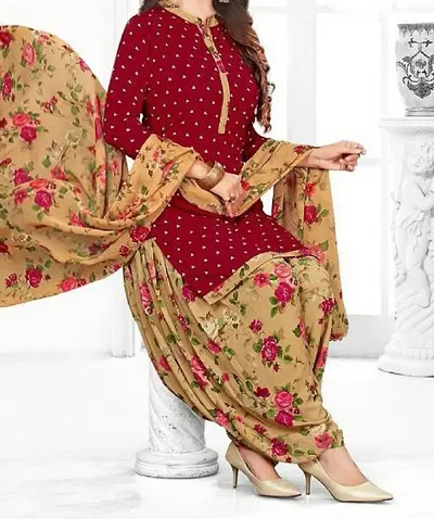 Beautiful American Crepe Dress Material with Dupatta