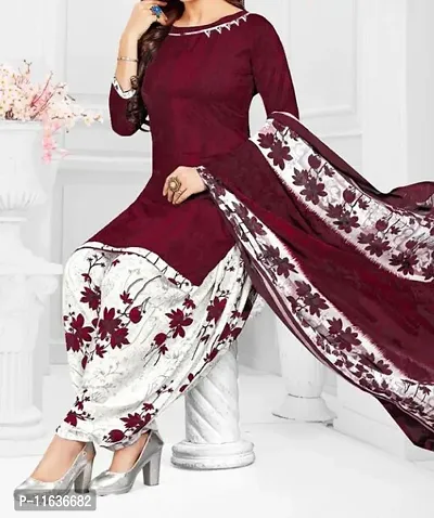 Beautiful Crepe Printed Dress Material with Dupatta-thumb0