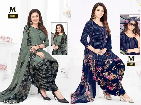 Beautiful Crepe Printed Dress Material with Dupatta Pack Of 2