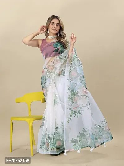 Digital Print Bollywood Organza Saree For Women-thumb4