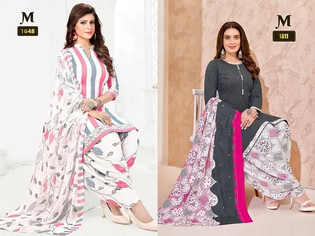 Fancy Crepe Printed Unstitched Suit - Pack Of 2