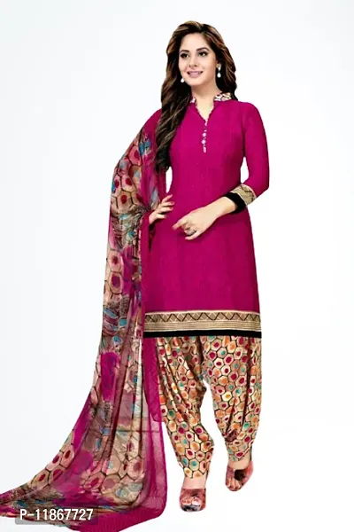 Beautiful Crepe Printed Dress Material with Dupatta