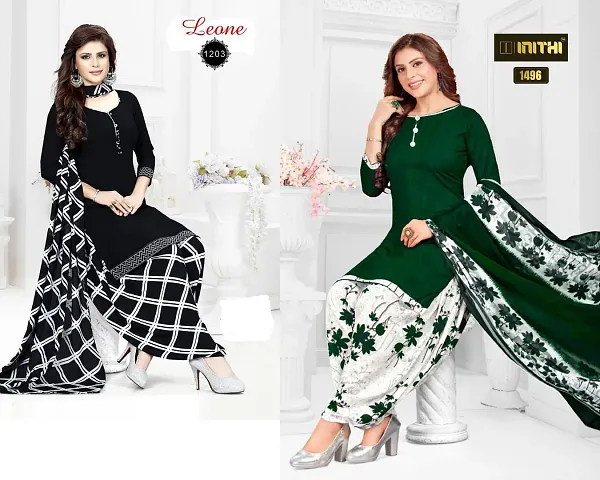 Beautiful American Crepe Dress Material with Dupatta Pack Of 2