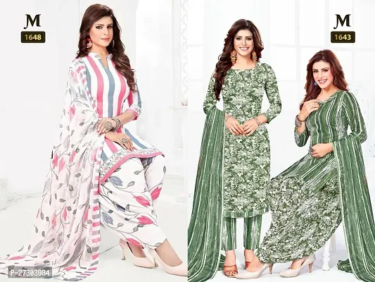 Beautiful Crepe Printed Dress Material with Dupatta Pack Of 2