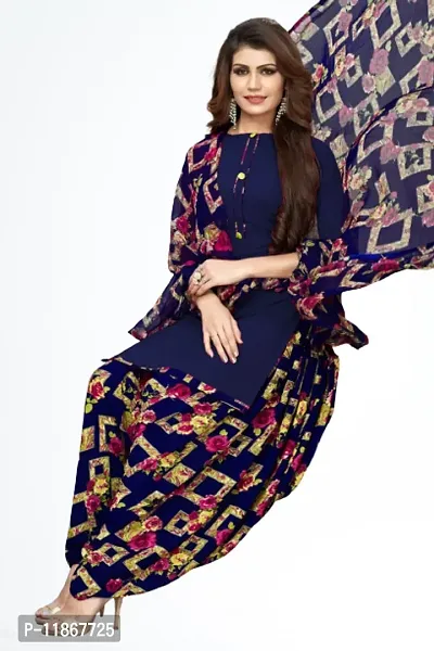 Beautiful Crepe Printed Dress Material with Dupatta-thumb0