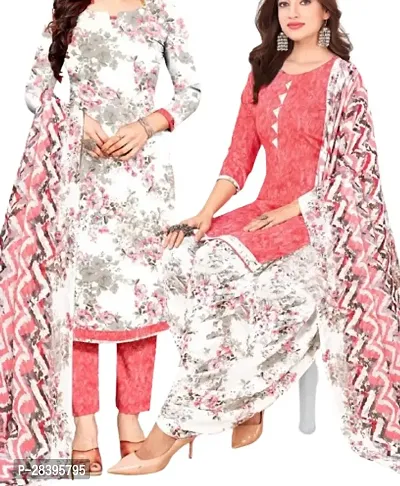 Beautiful Crepe Printed Dress Material with Dupatta-thumb0