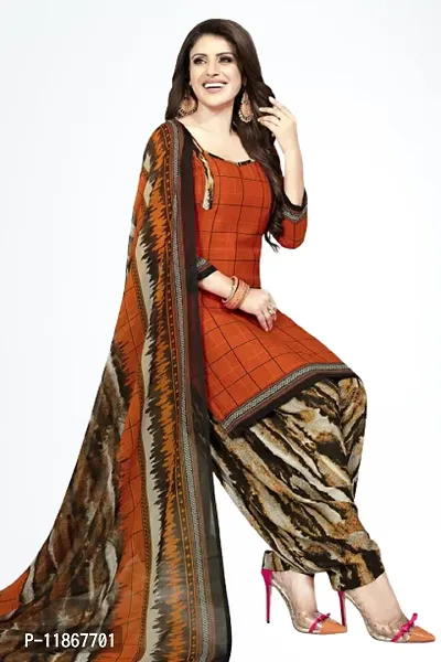 Beautiful Crepe Printed Dress Material with Dupatta