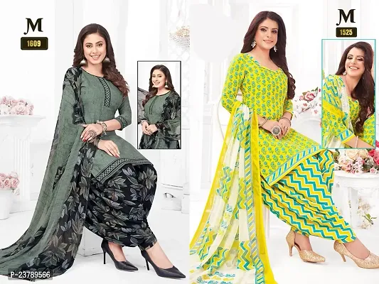 Beautiful Crepe Printed Dress Material with Dupatta Pack Of 2