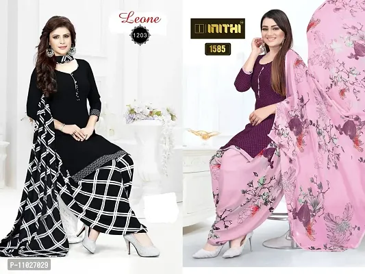 Beautiful American Crepe Printed Dress Material with Dupatta Pack Of 2