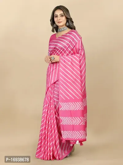 Stylish Chanderi Cotton Multicoloured Self Pattern Saree with Blouse piece-thumb2