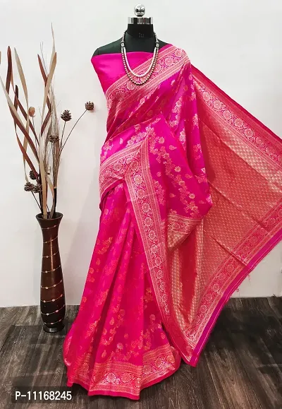 Classic Silk Blend Woven Saree with Blouse piece