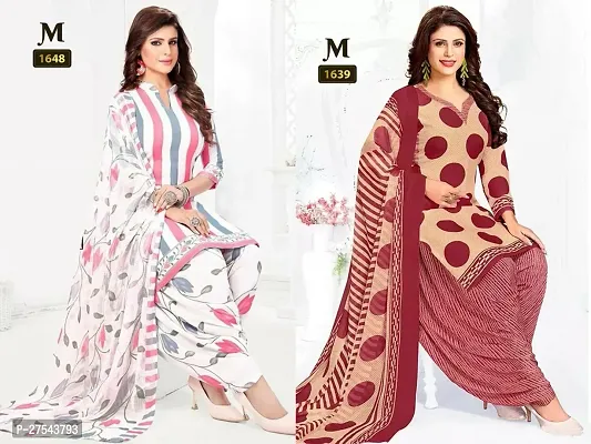 Beautiful Crepe Printed Dress Material with Dupatta Pack Of 2