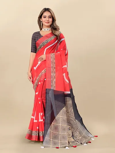 Trending Cotton Saree with Blouse piece 