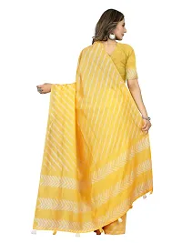 Stylish Chanderi Cotton Multicoloured Self Pattern Saree with Blouse piece-thumb1