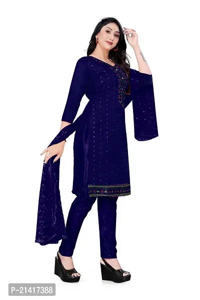 Chanderi Cotton Dress Material For Women With Embroidered Work And Inner-thumb4