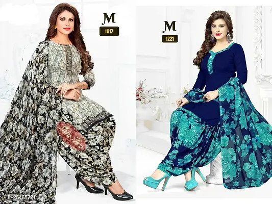 Beautiful Crepe Printed Dress Material with Dupatta Pack Of 2