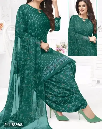 Beautiful Crepe Printed Dress Material with Dupatta-thumb0