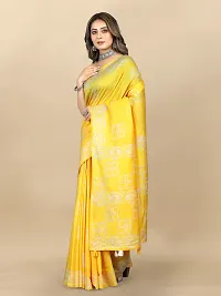 Stylish Chanderi Cotton Multicoloured Self Pattern Saree with Blouse piece-thumb1