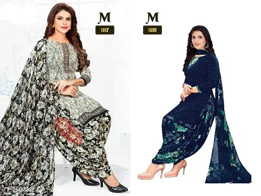 Beautiful Crepe Printed Dress Material with Dupatta Pack Of 2