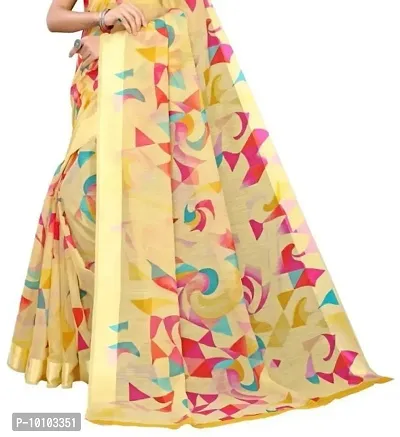 Trendy Women Cotton Blend Saree with Blouse Piece-thumb2