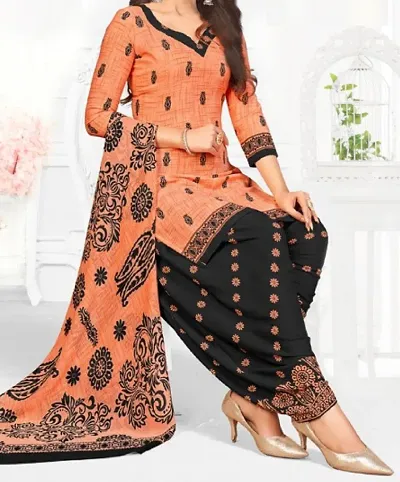 Daily Wear Synthetic Printed Dress Material with Dupatta