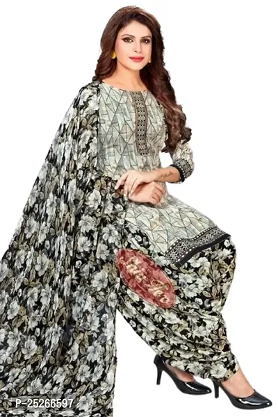 Beautiful Crepe Printed Dress Material with Dupatta-thumb0