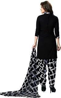 INITHI Women Casual Wear Italian Leon Crepe Dress Material Salwar Suit Color Unstitched Black-thumb1