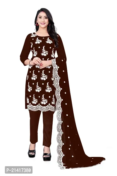 Georgette Dress Material For Women With Embroidered Work And Inner