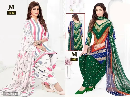 Beautiful Crepe Printed Dress Material with Dupatta Pack Of 2