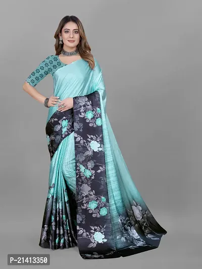 Stylish Crepe Multicoloured Digital Print Saree with Blouse piece