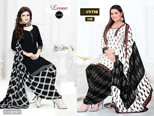 Beautiful American Crepe Printed Dress Material with Dupatta Pack Of 2