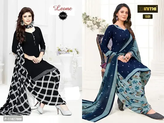 Beautiful American Crepe Printed Dress Material with Dupatta Pack Of 2