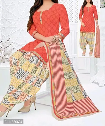 Beautiful Crepe Printed Dress Material with Dupatta-thumb0