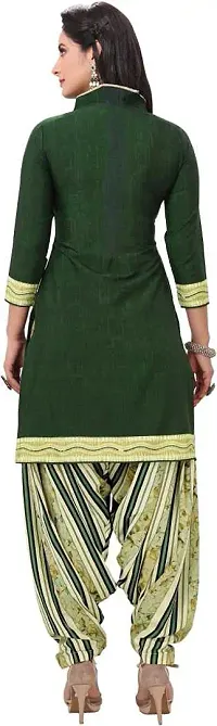 INITHI Women Casual Wear Italian Leon Crepe Dress Material Salwar Suit Color Dark Green-thumb3