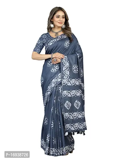 Stylish Chanderi Cotton Multicoloured Self Pattern Saree with Blouse piece