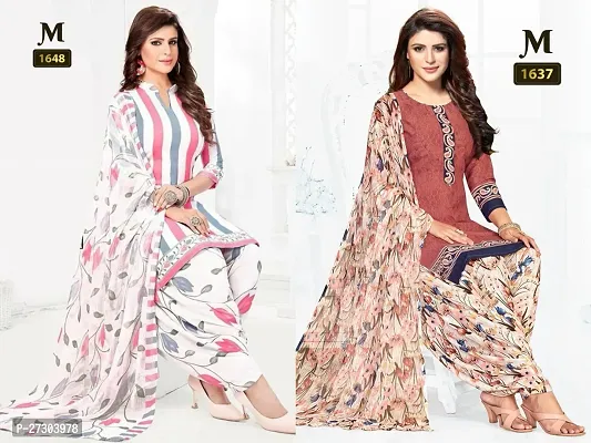 Beautiful Crepe Printed Dress Material with Dupatta Pack Of 2