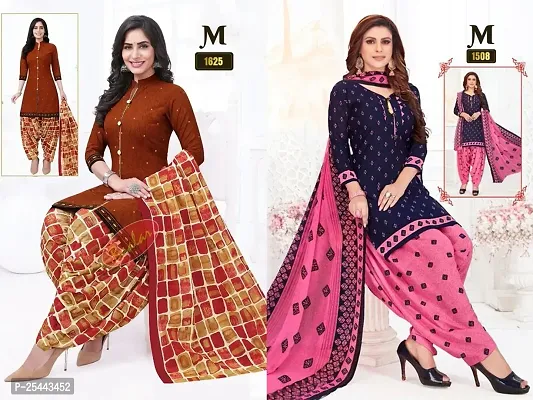 Beautiful Crepe Printed Dress Material with Dupatta Pack Of 2-thumb0