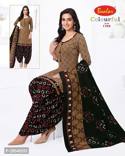 Unstitched Cotton Blend Salwar Suit Material Floral Print, Printed, Geometric Print-thumb0