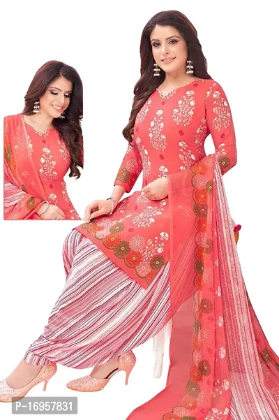 Beautiful American Crepe Printed Dress Material with Dupatta-thumb0