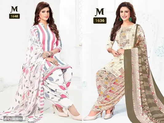 Beautiful Crepe Printed Dress Material with Dupatta Pack Of 2