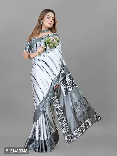 Stylish Crepe Multicoloured Digital Print Saree with Blouse piece