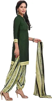 INITHI Women Casual Wear Italian Leon Crepe Dress Material Salwar Suit Color Dark Green-thumb1