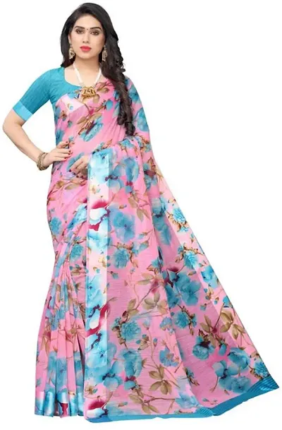 Trendy Women Blend Saree with Blouse Piece