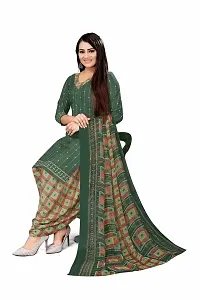 INITHI Women Casual Wear Italian Leon Crepe Dress Material Salwar Suit Color Green-thumb2