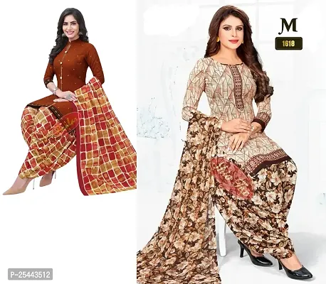 Beautiful Crepe Printed Dress Material with Dupatta Pack Of 2-thumb0